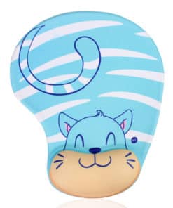 Tapis de souris enfant avec repose poignet chat bleu