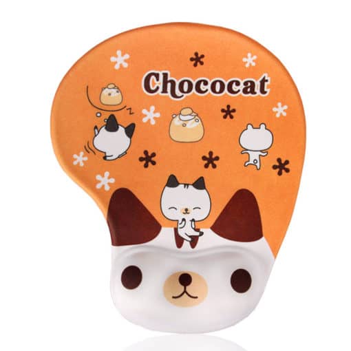 Tapis de souris enfant avec repose poignet chat chocolat