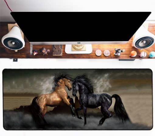 Tapis de souris XXL – Série animaux – Combat de chevaux
