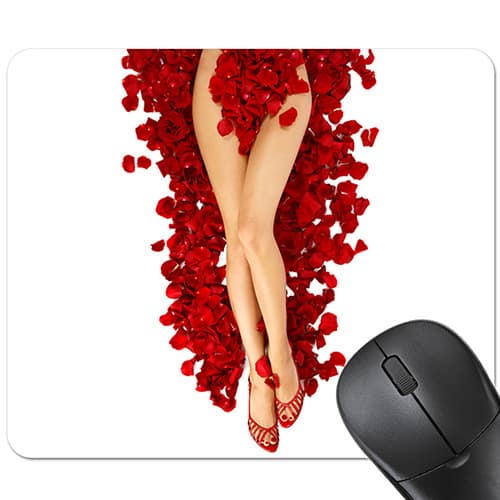 Tapis de souris sexy roses rouges et jambes satinées