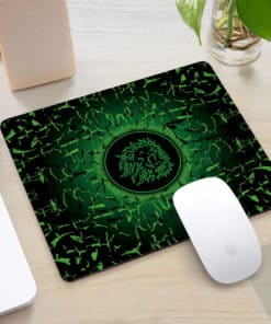 Tapis de souris rectangle gaming motif lion rugissant couleur vert