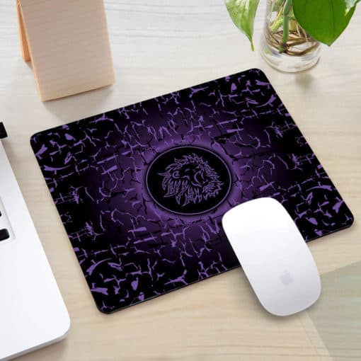 Tapis de souris rectangle gaming motif lion rugissant couleur violet