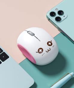 Souris sans fil Bluetooth marrante couleur blanche yeux étoilés