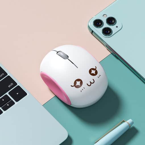 Souris sans fil Bluetooth marrante couleur blanche yeux étoilés