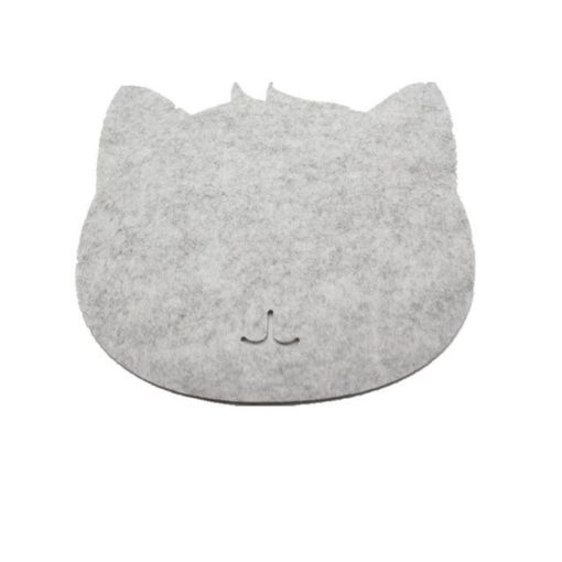Tapis de souris chat en textile feutre couleur gris clair