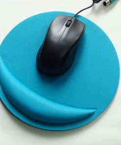Tapis de souris ergonomique rond avec repose-poignet couleur bleu clair