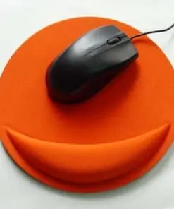 Tapis de souris ergonomique rond avec repose-poignet couleur orange