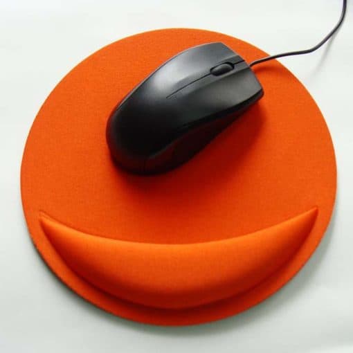 Tapis de souris ergonomique rond avec repose-poignet couleur orange