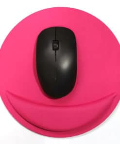 Tapis de souris ergonomique rond avec repose-poignet couleur rose