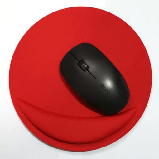 Tapis de souris ergonomique rond avec repose-poignet couleur rouge