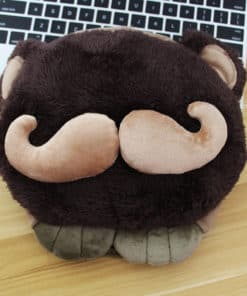 tapis de souris chauffant USB tête à moustache modèle marron foncé moustache beige