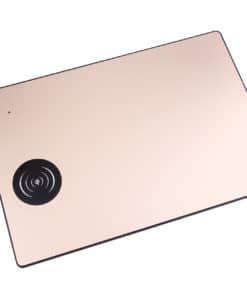 Tapis de souris aluminium avec chargeur sans fil à induction Qi - Couleur rose doré