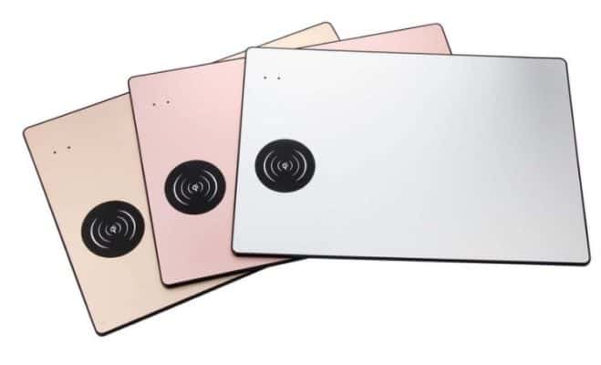 Tapis de souris aluminium avec chargeur sans fil à induction Qi - Différents coloris