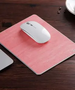 Tapis de souris double matière aluminium et cuir couleur rose