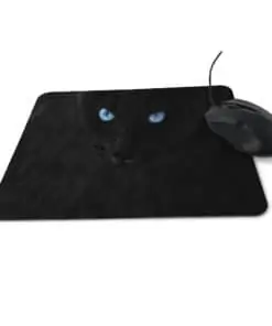 Tapis de souris chat noir aux yeux bleus