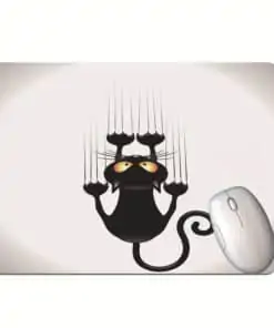 Tapis de souris chat noir marrant cartoon agriffé au mur