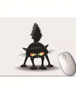 Tapis de souris chat noir marrant cartoon poil herissé