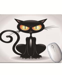 Tapis de souris chat noir marrant cartoon regard perçant