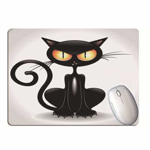 Tapis de souris chat noir marrant cartoon regard perçant