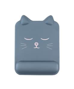 Tapis de souris ergonomique forme de chat avec repose-poignet couleur bleu