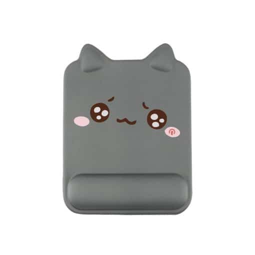 Tapis de souris ergonomique forme de chat avec repose-poignet couleur gris