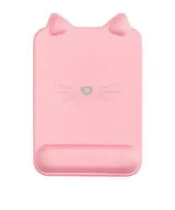 Tapis de souris ergonomique forme de chat avec repose-poignet couleur rose grande taille